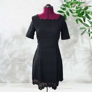 Banana Republic Black Mini Laser Cut Eyelet Dress NWT
